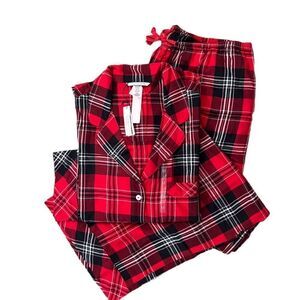 Victoria’s Secret Shimmer Cotton Flannel long sleeve pajama set Red Plaid